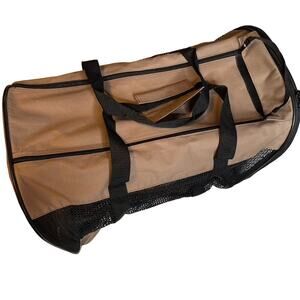 UNBRANDED Brown Black Mesh Medium Duffle Overnight Bag Storage NWOT Tan‎